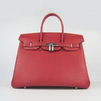 Hermes Birkin 35Cm Togo Leather Handbags Red Gold